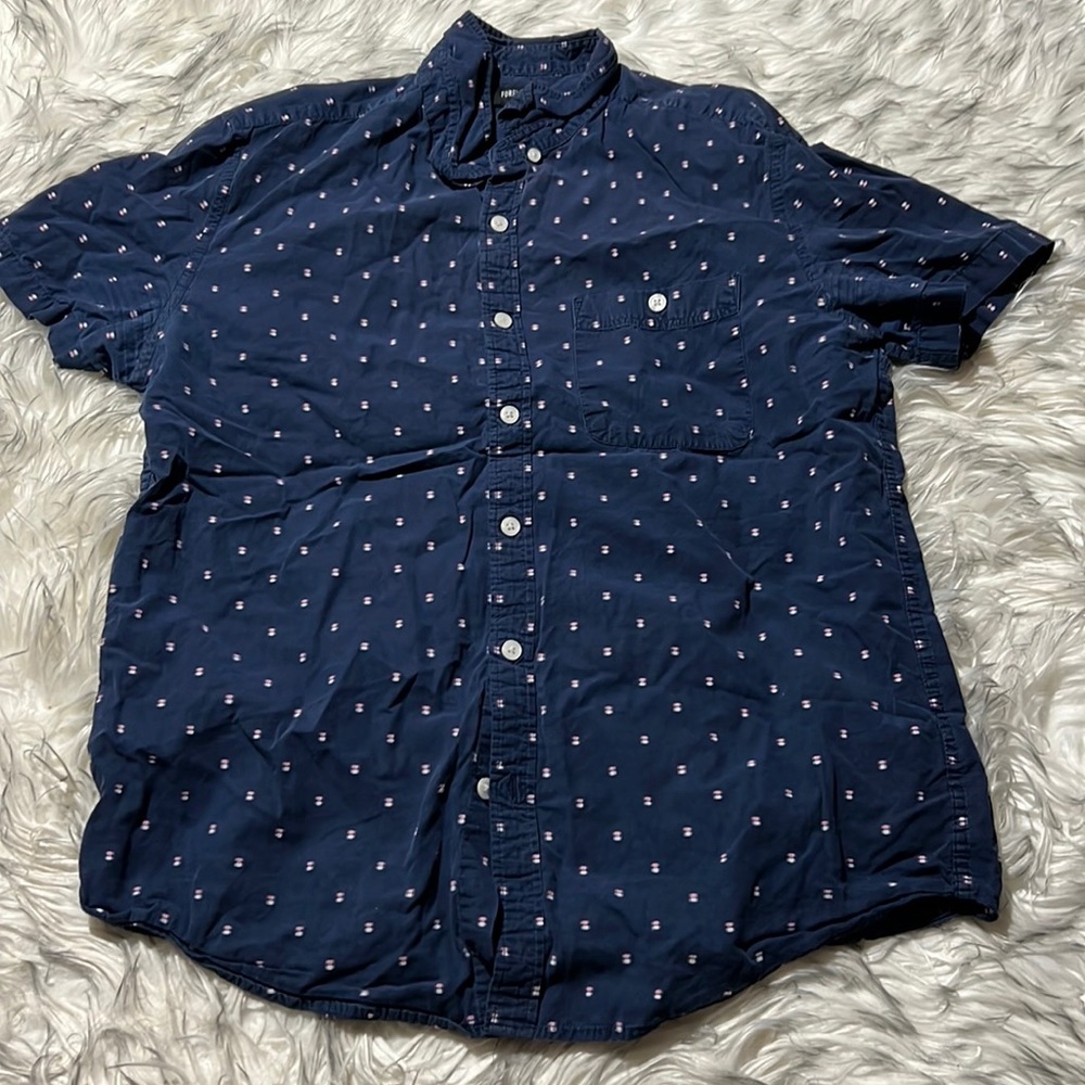 Forever 21 Men Size Medium Blue Short Sleeve Button Down